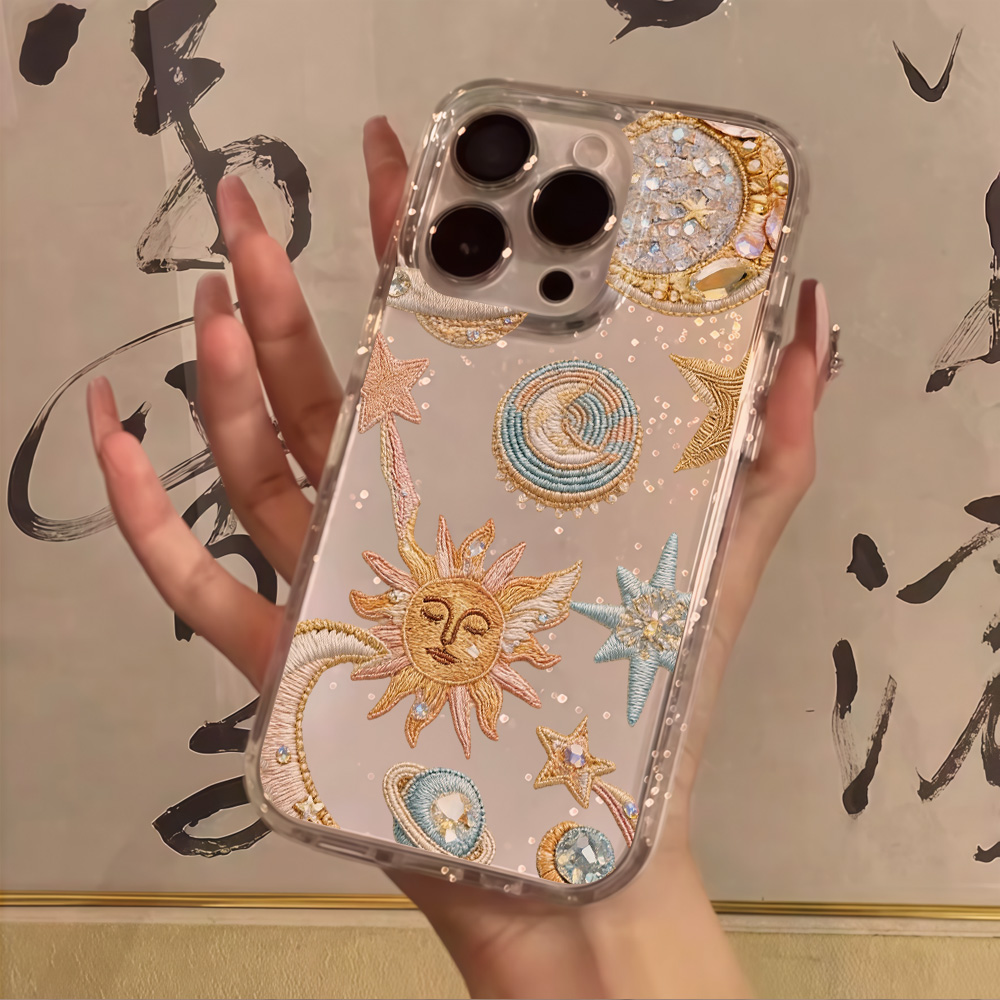 Phone Cases Transparent - Creativity Stars Moon Clear Glitter Phone