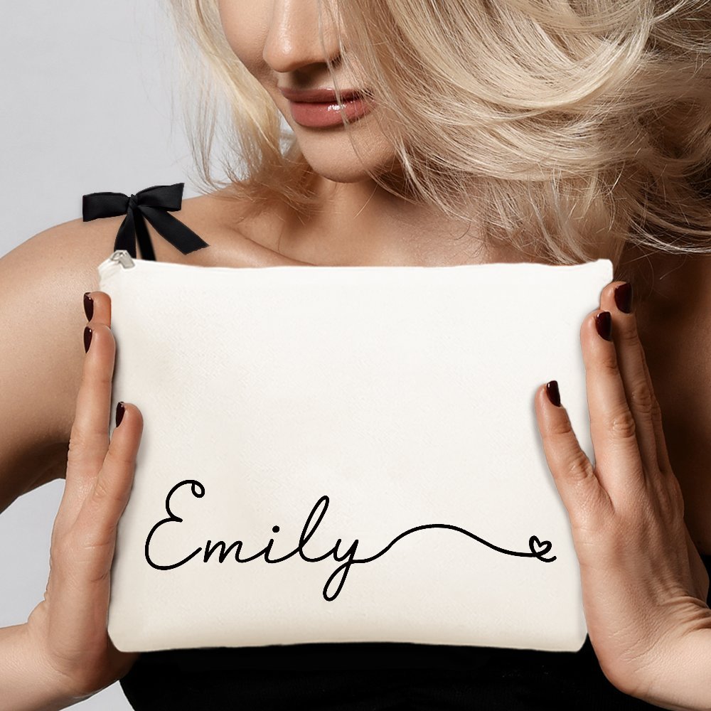 Monogram Custom Case - Custom Name Canvas Makeup Bag -