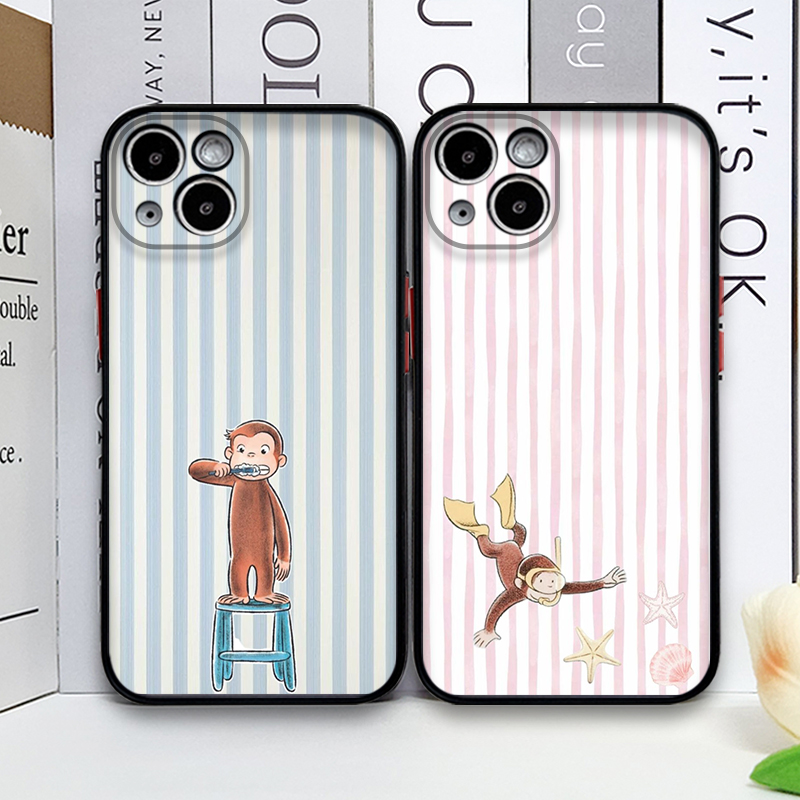Phone Cases Iphone 17 - Cartoon Striped Monkey Holding Cat Phone
