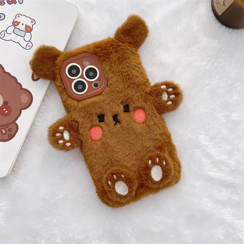 Korean 3D Cartoon Bear Fluffy  - đánh giá và giá Phone Cases For Iphone 15