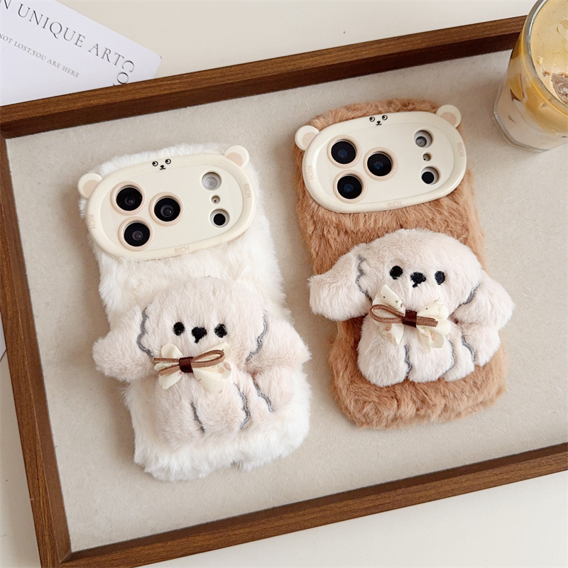 3D Cartoon Bowknot Puppy Warm  - đánh giá và giá Phone Cases For Iphone 15