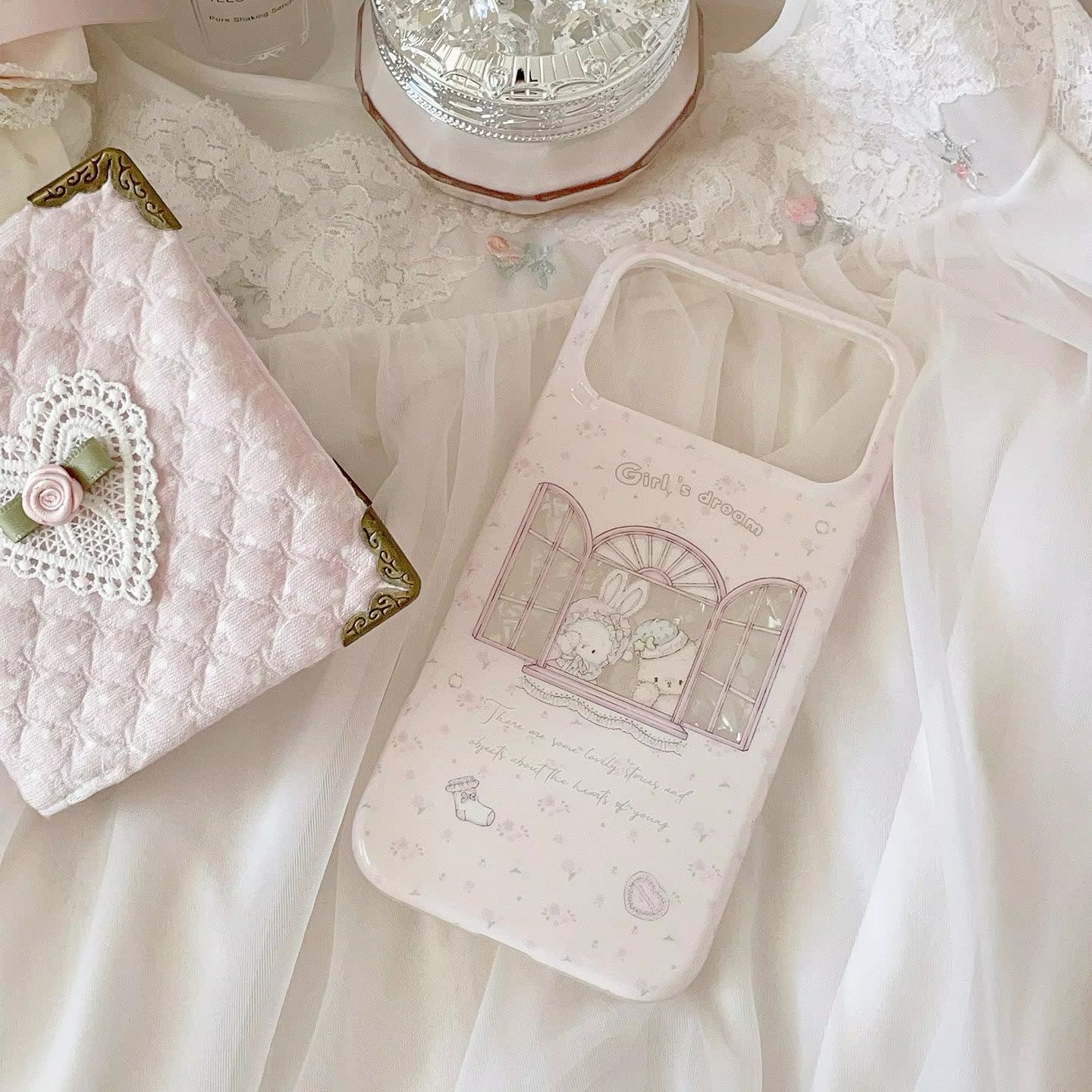 Kawaii Bunny Bear Floral Pink  - đánh giá và giá Phone Cases Kawaii