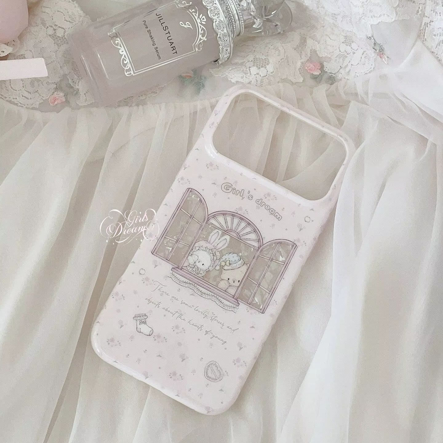 Kawaii Bunny Bear Floral Pink  - đánh giá và giá Phone Cases Kawaii