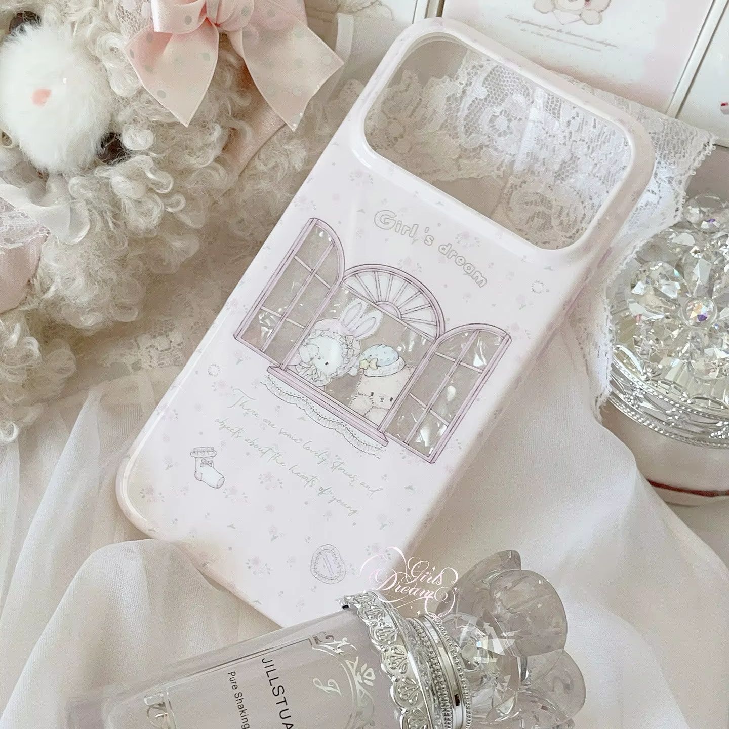 Kawaii Bunny Bear Floral Pink  - đánh giá và giá Phone Cases Kawaii