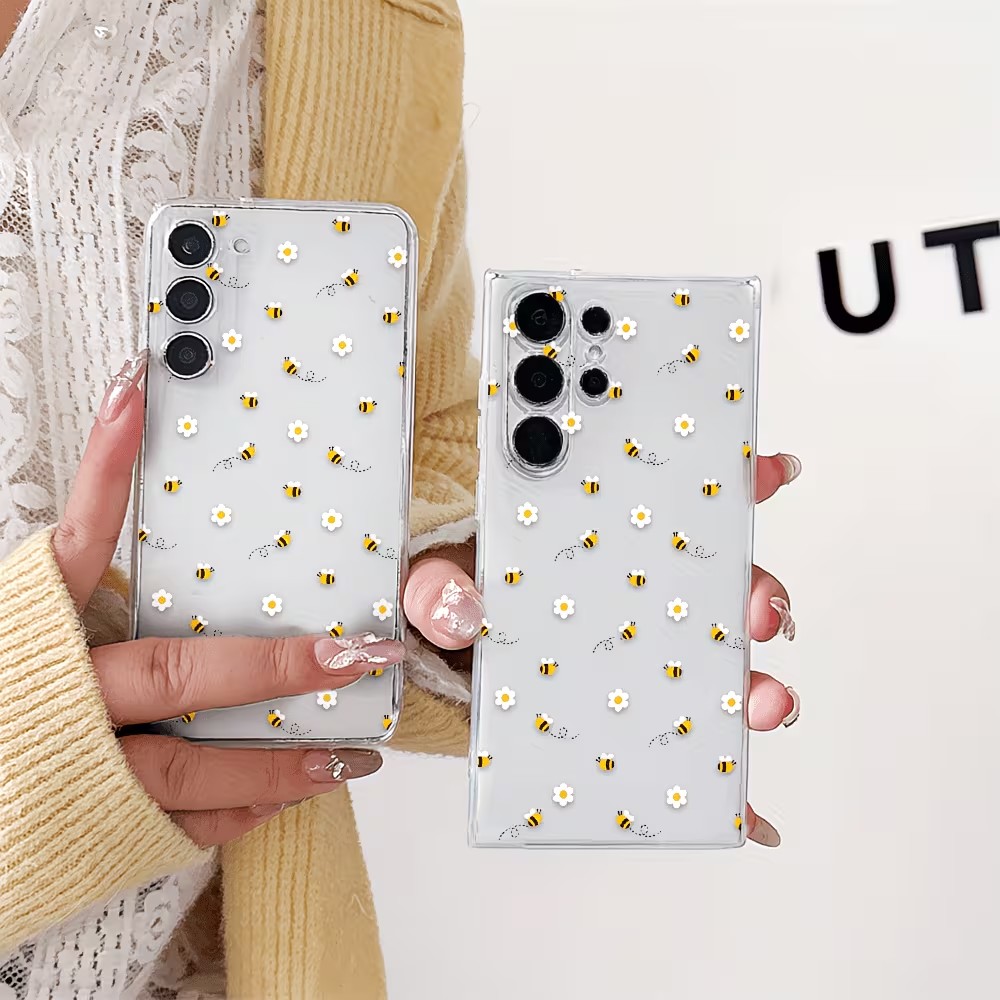 Transparent TPU Cute Bee Daisy - đánh giá và giá Phone Cases Transparent