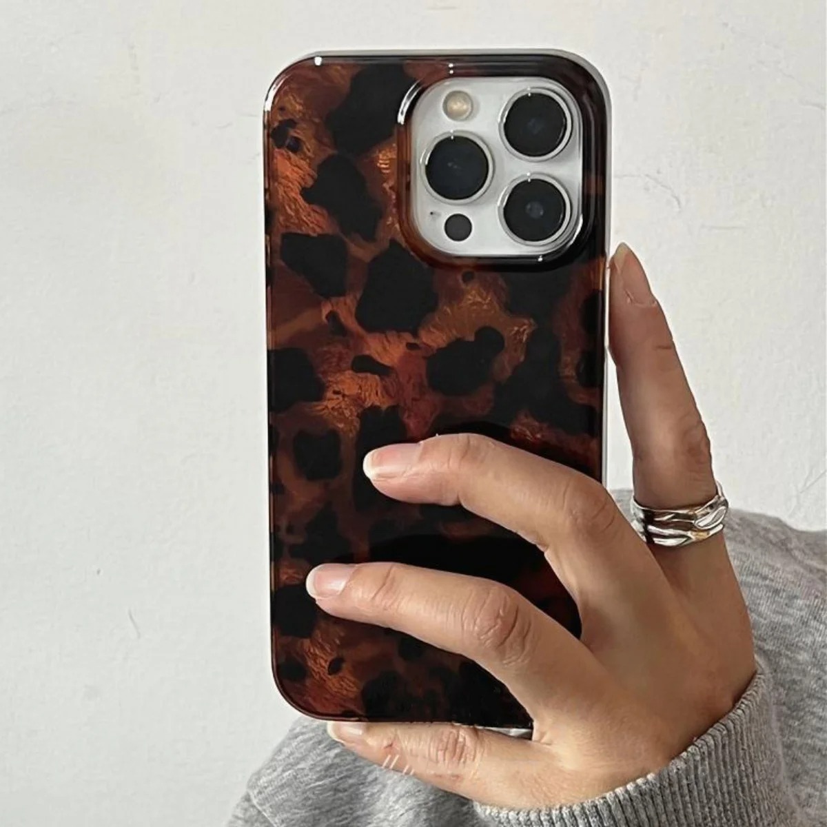 Retro Amber Texture Laser Phon - đánh giá và giá Phone Cases Leopard Print