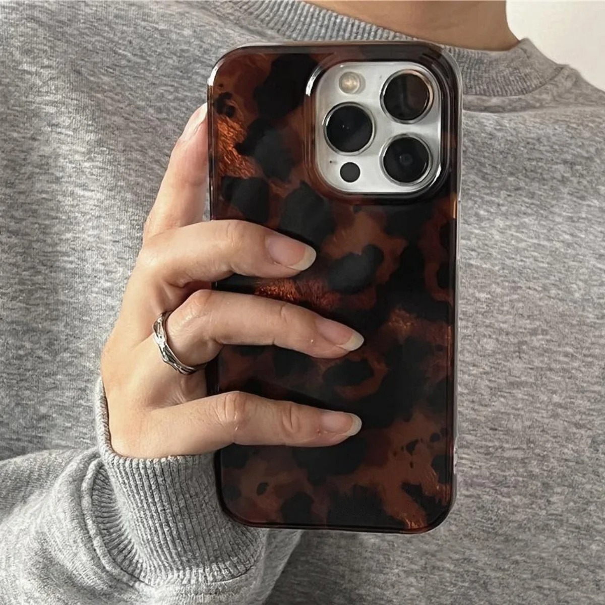 Retro Amber Texture Laser Phon - đánh giá và giá Phone Cases Leopard Print