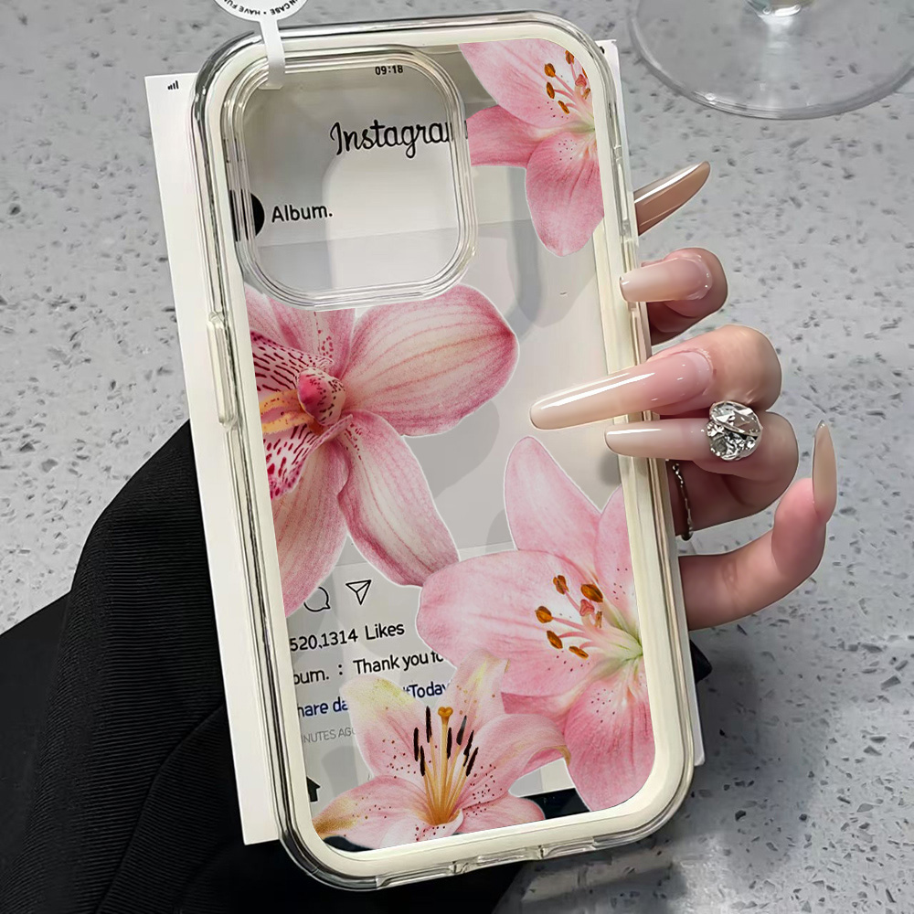 Pink Lily Flower Clear Phone C - đánh giá và giá Phone Cases Transparent