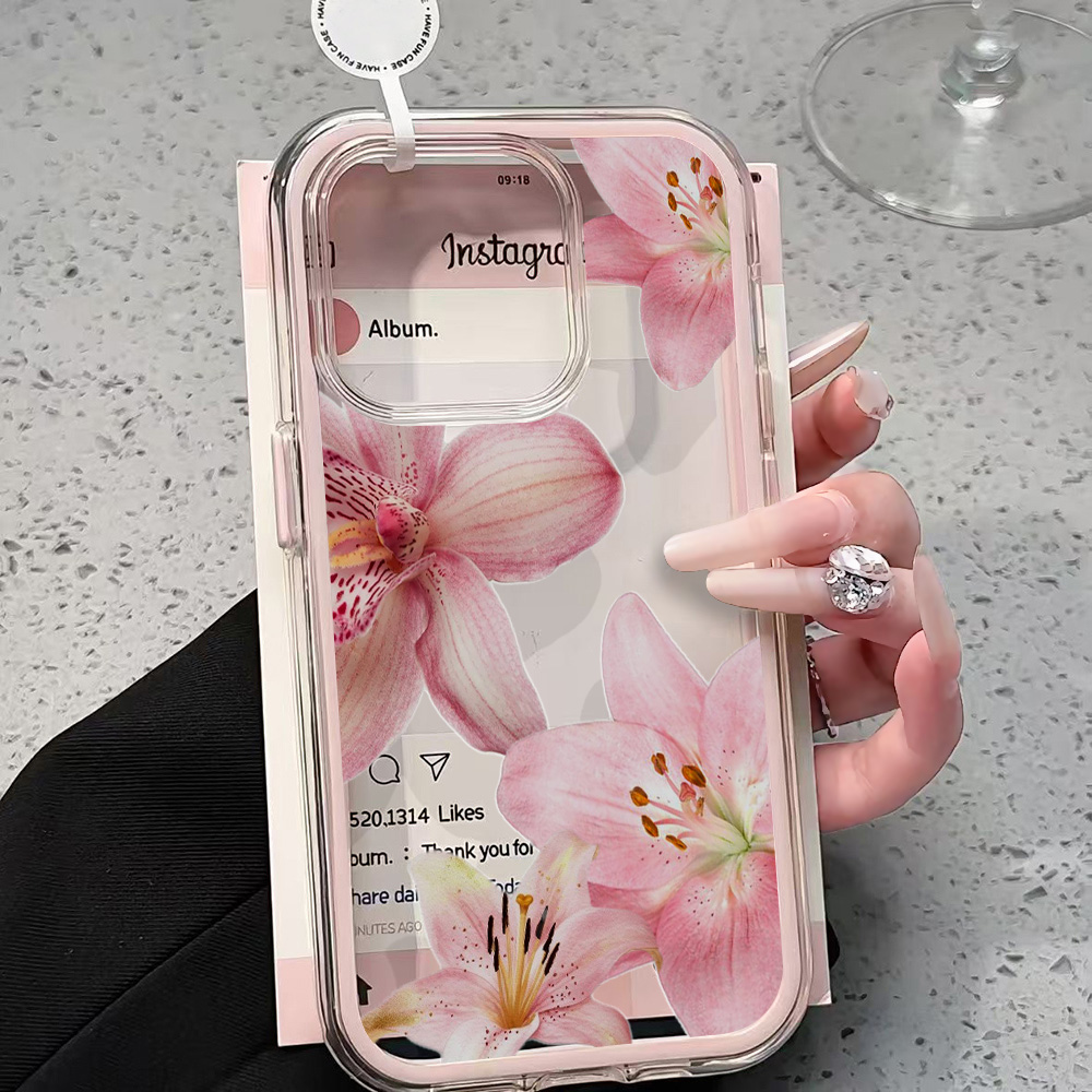Pink Lily Flower Clear Phone C - đánh giá và giá Phone Cases Transparent