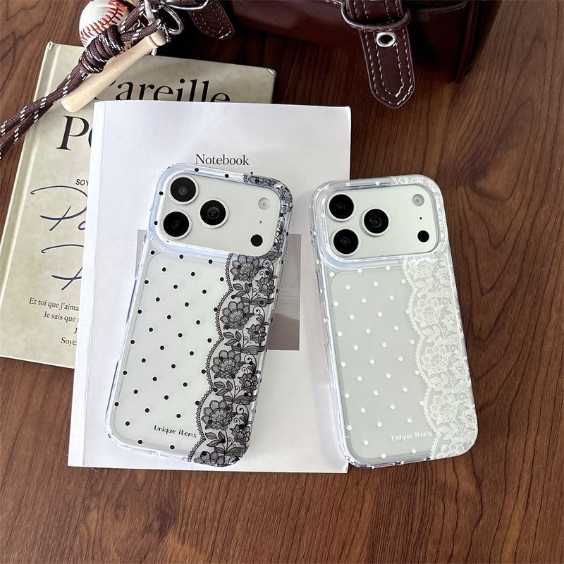 Ins Polka Dots Lace White Blac - đánh giá và giá Phone Cases Kawaii