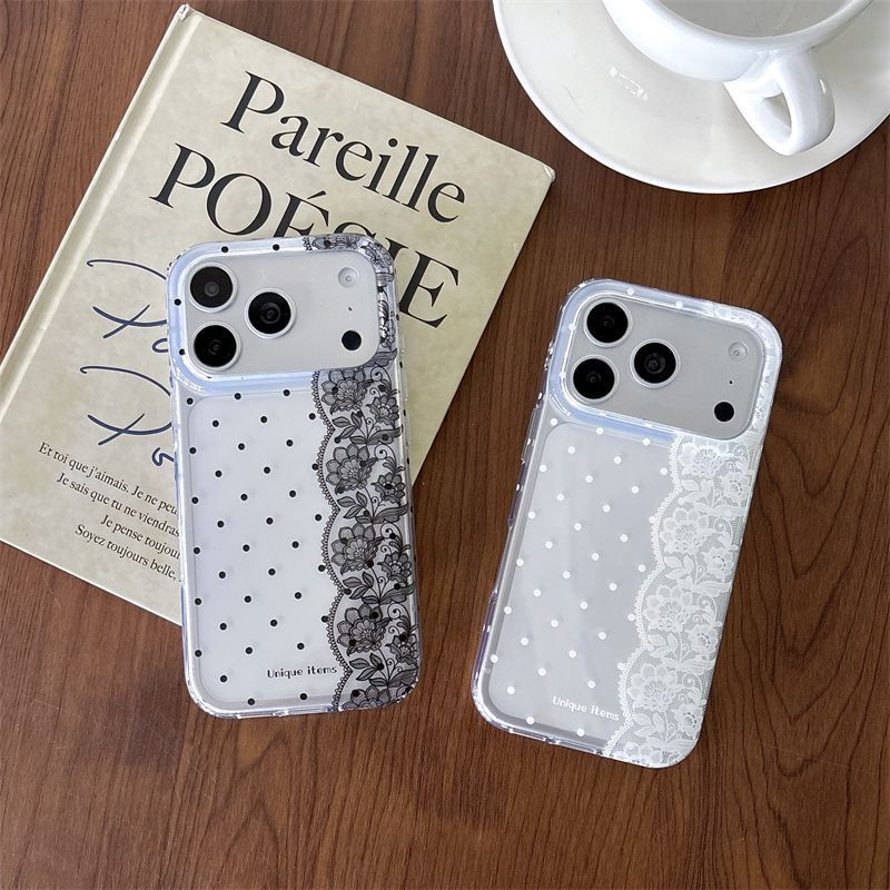 Ins Polka Dots Lace White Blac - đánh giá và giá Phone Cases Kawaii