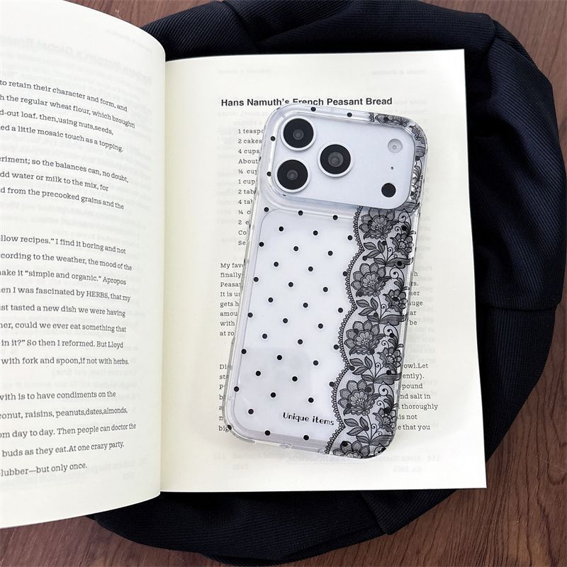 Ins Polka Dots Lace White Blac - đánh giá và giá Phone Cases Kawaii