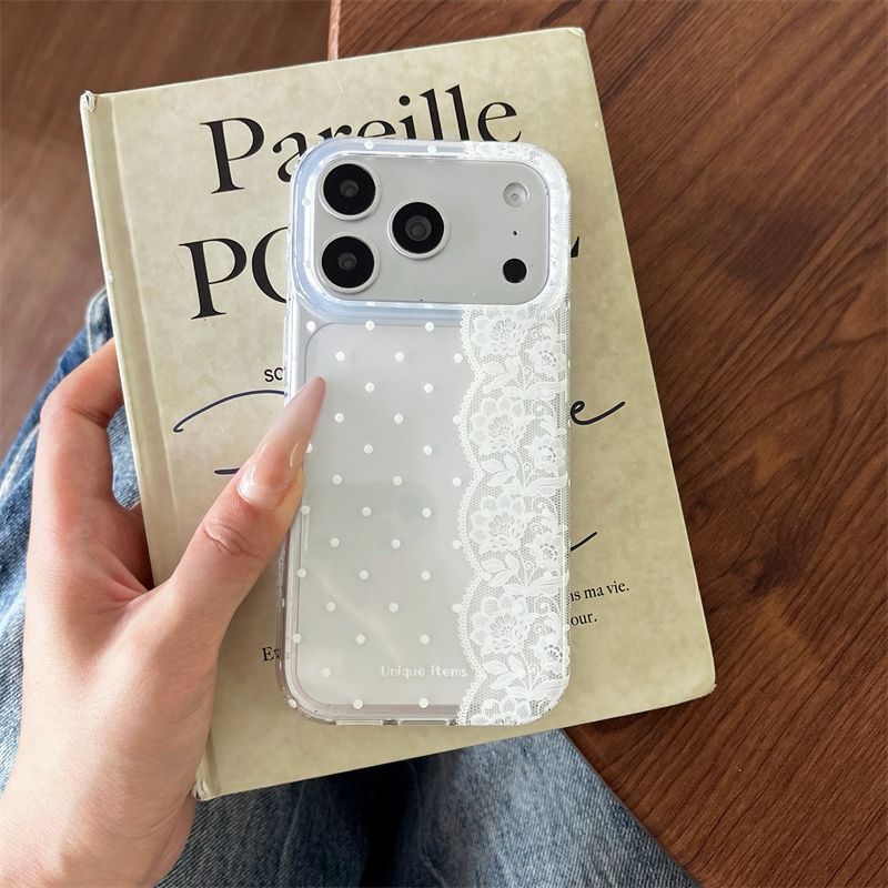 Ins Polka Dots Lace White Blac - đánh giá và giá Phone Cases Kawaii