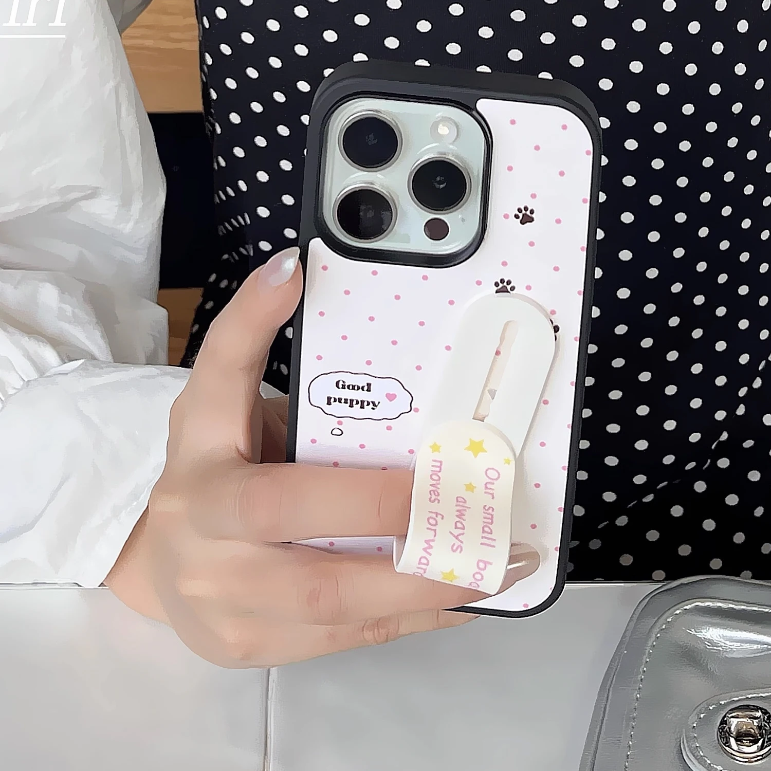 INS Pink Wave Point Good Puppy - đánh giá và giá Phone Cases Kawaii