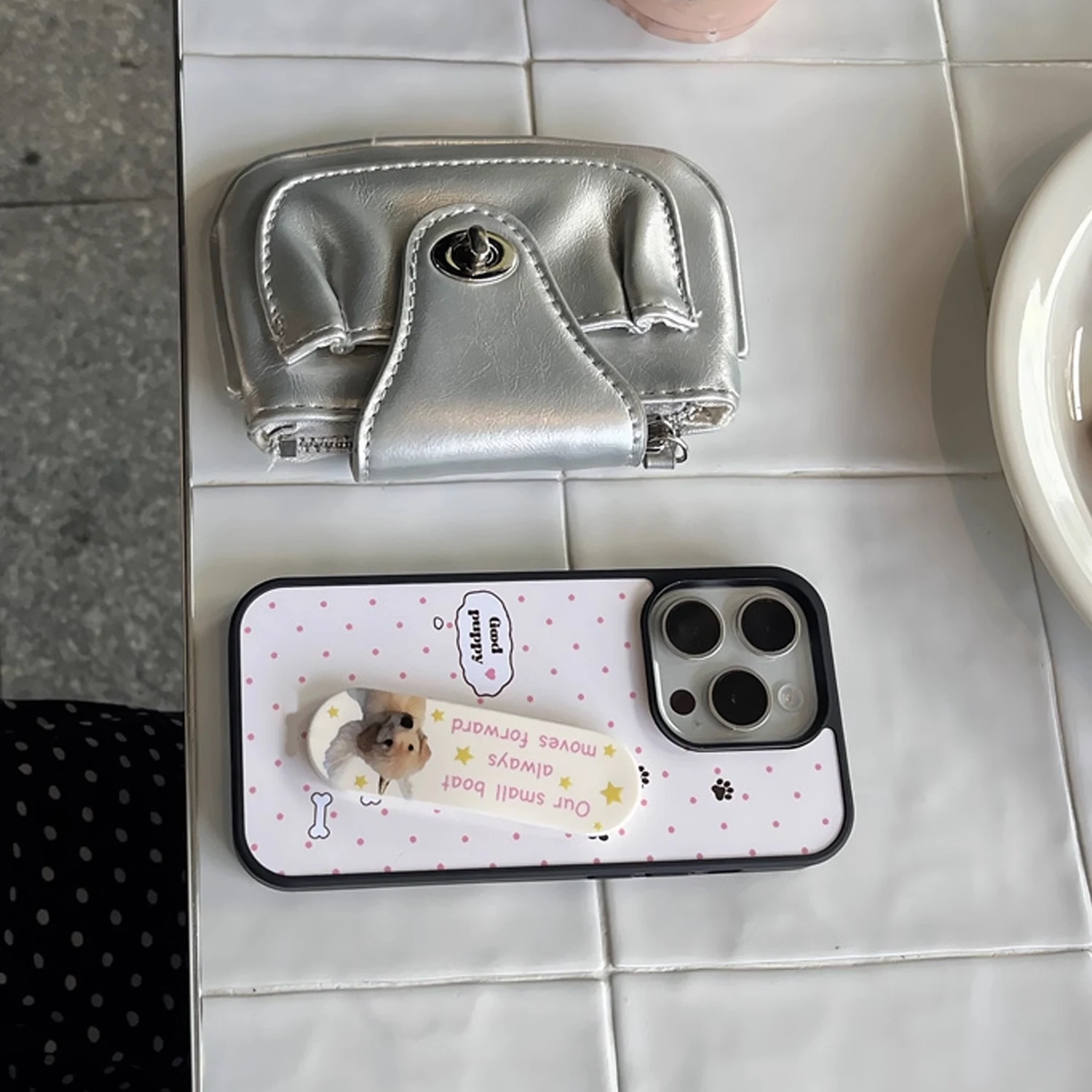 INS Pink Wave Point Good Puppy - đánh giá và giá Phone Cases Kawaii